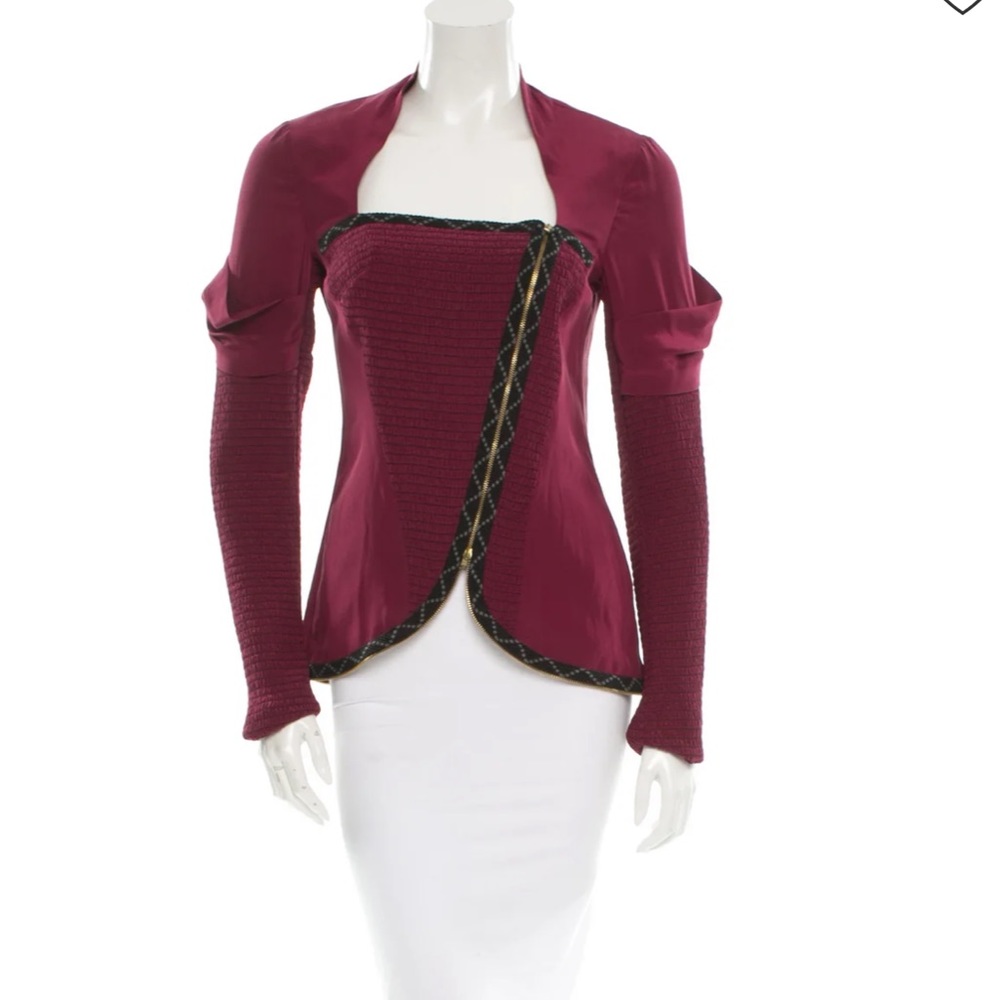 OHNE TITEL Ruched draped sleeves Silk Top